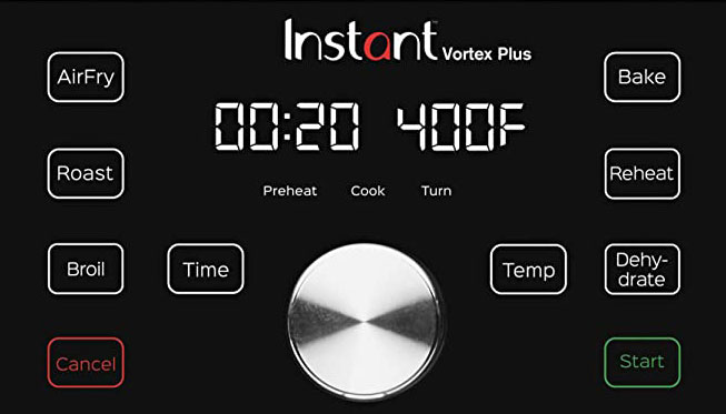 Instant Vortex 6 qt Air Fryer: control panel